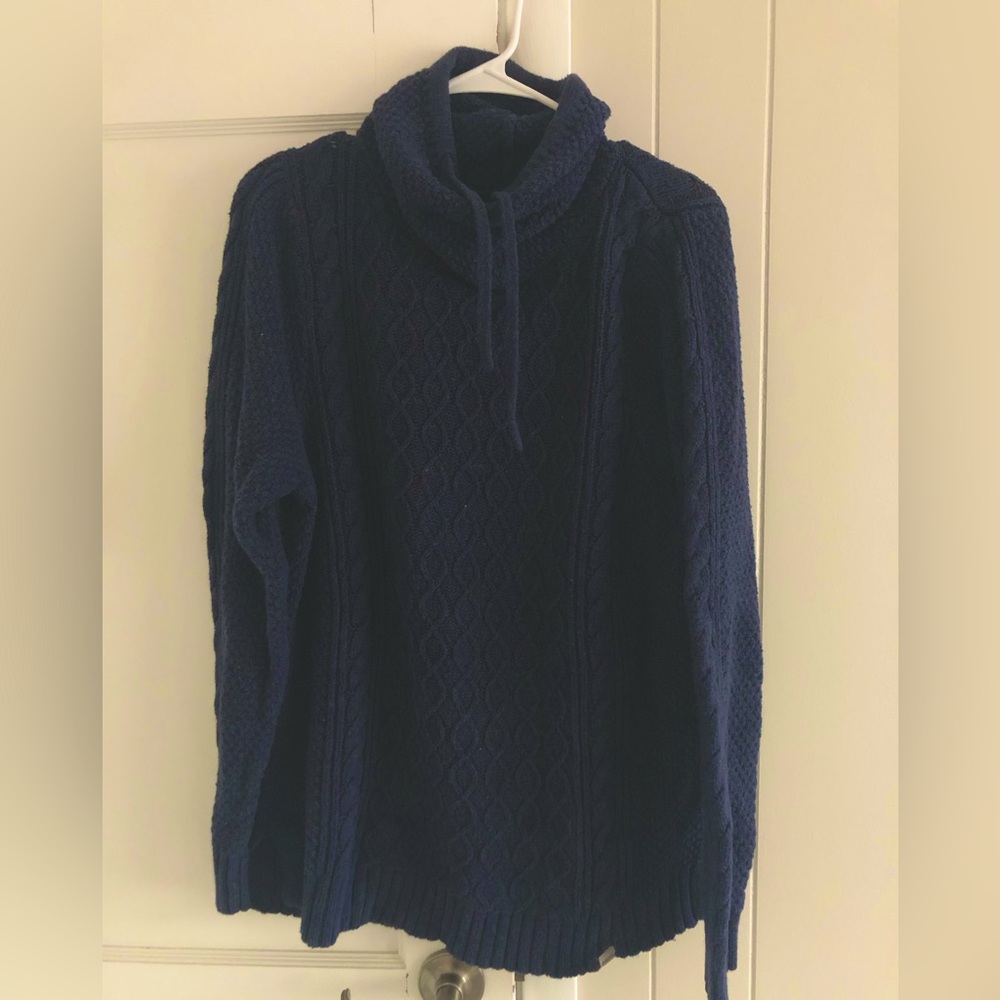 Blue cowl neck sweater